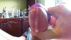 Play Sperm cell flow froms from the phallus - slow down gesticulate