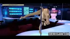 播放 3d 热黑发脱衣舞引子对她的平底船感到沮丧