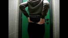Play Shoving a spraying feeding bottle in some her hole outs in a populace public toilet