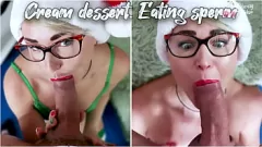 Reproduzir Uma mãe loira madura de óculos dá um boquete na garganta profunda e come porra de um pau grande